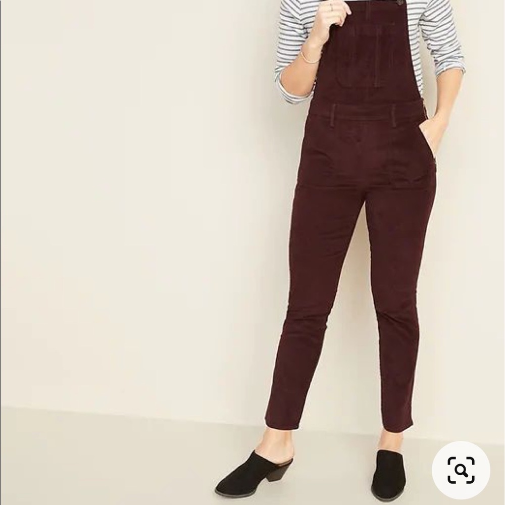 Maroon cord overalls